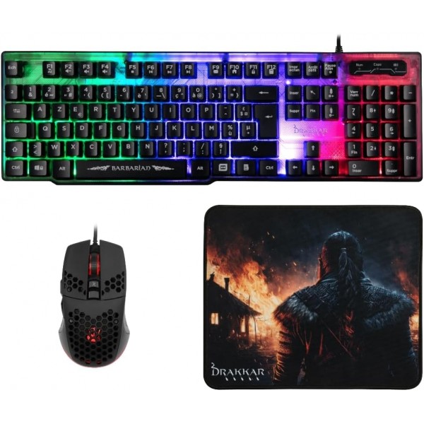 Pack Konix Drakkar Barbarian 3 en 1 Clavier + Souris + Tapis de Souris