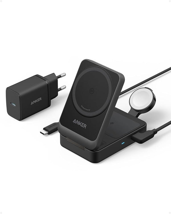 Anker MagGo Chargeur induction iPhone 3 en 1 Magsafe 15W Noir