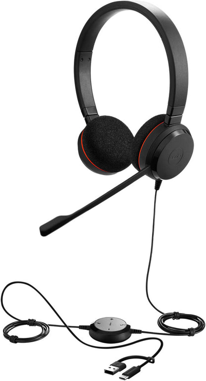 Jabra Evolve 20 UC Stereo UC, USB C/A adapter