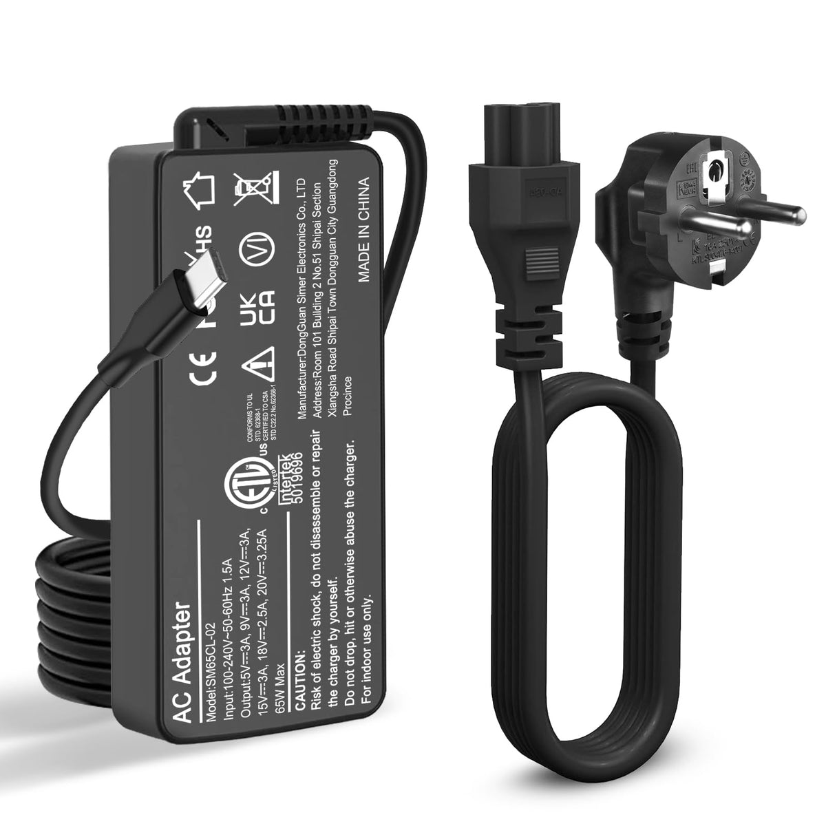 Chargeur Lenovo 65W Type C pour laptops