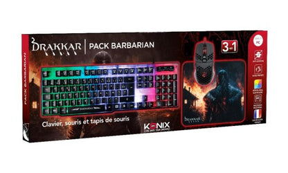 Pack Konix Drakkar Barbarian 3 en 1 Clavier + Souris + Tapis de Souris