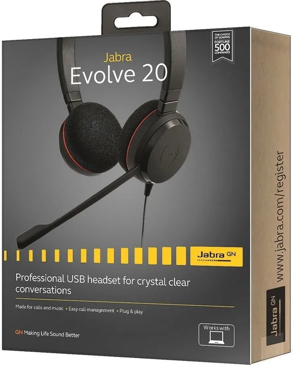 Jabra Evolve 20 UC Stereo UC, USB C/A adapter
