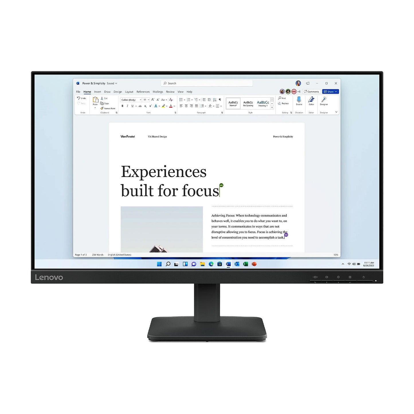 Moniteur Lenovo L24-4e 24" Full HD Noir