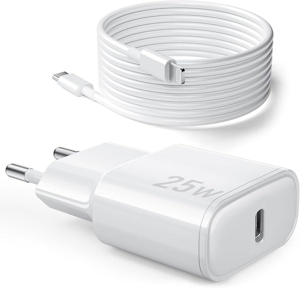 Chargeur USB C pour iPhone 25W Blanc